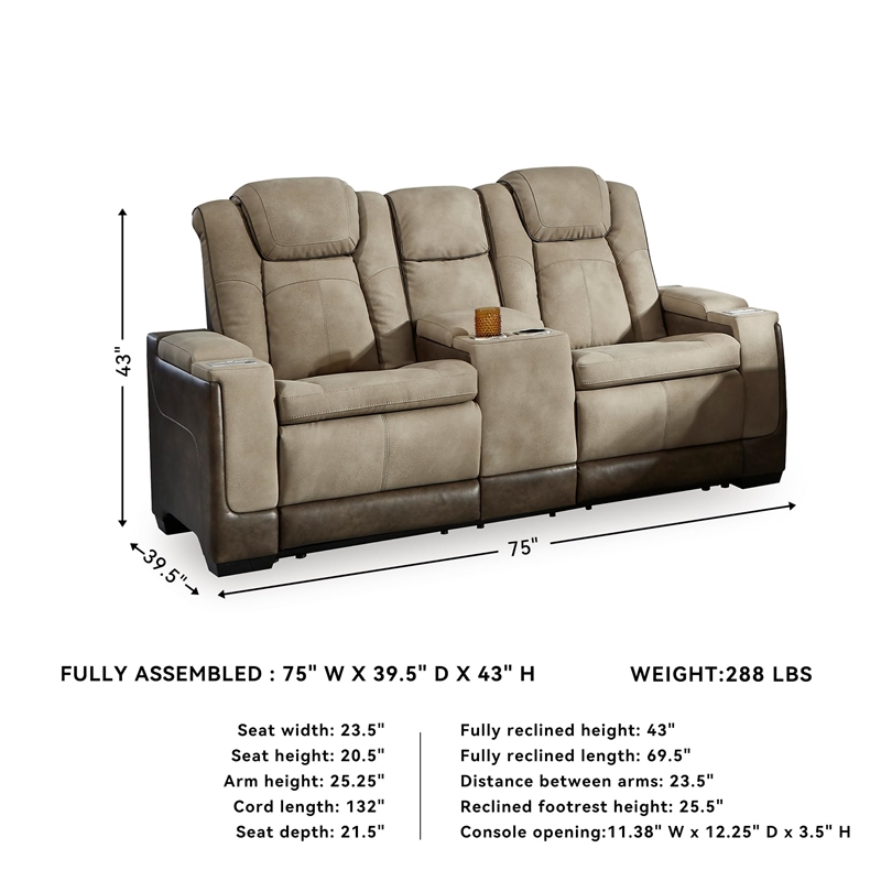 Bowery Hill Contemporary Faux Leather Reclining Loveseat in Brown
