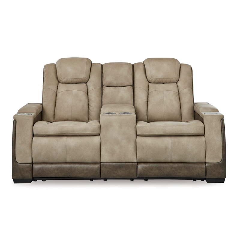 Bowery Hill Contemporary Faux Leather Reclining Loveseat in Brown