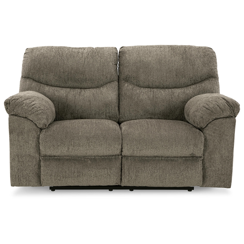 Bowery Hill Contemporary Fabric & Wood Reclining Loveseat in Gray