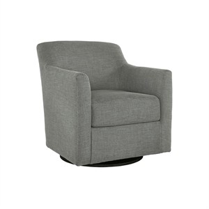 Bowery Hill Modern Fabric Swivel Accent Chair in Charcoal & Black
