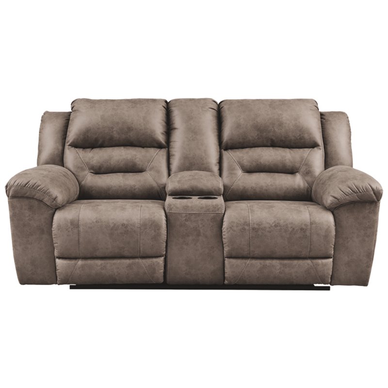 Bowery Hill Contemporary Power Reclining Loveseat in Fossil Finish
