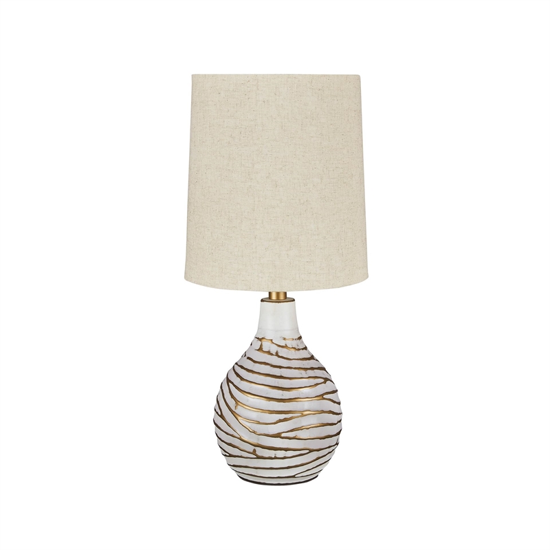 Bowery Hill Contemporary Metal Table Lamp in White and Gold Finish