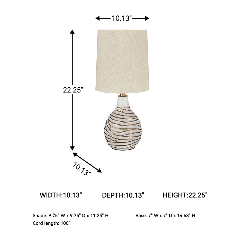 Bowery Hill Contemporary Metal Table Lamp in White and Gold Finish