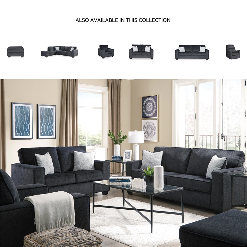 Bowery Hill Contemporary Loveseat with Foam Cushions in Slate Finish