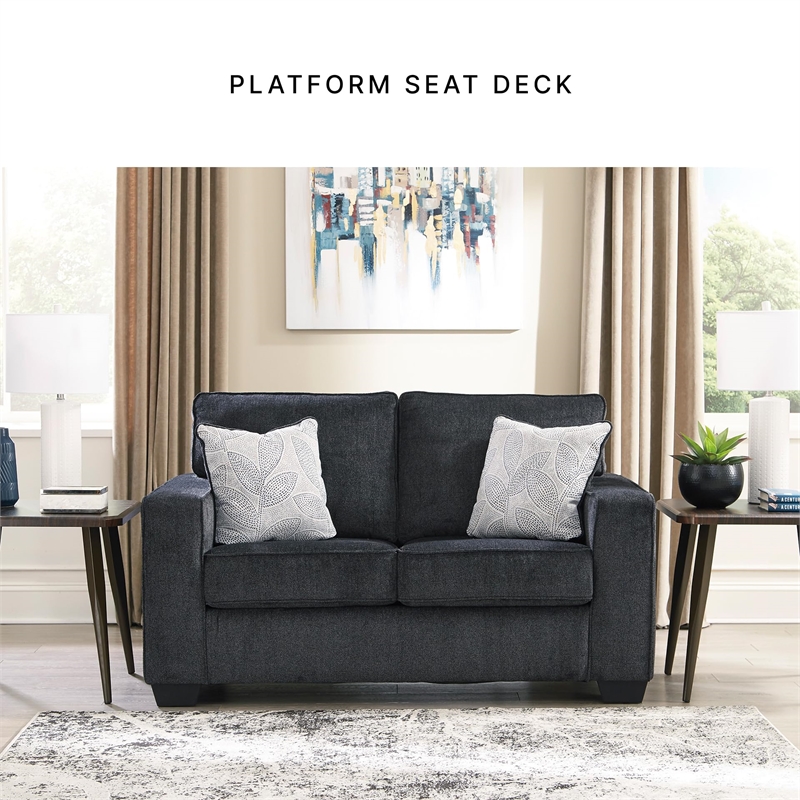 Bowery Hill Contemporary Loveseat with Foam Cushions in Slate Finish