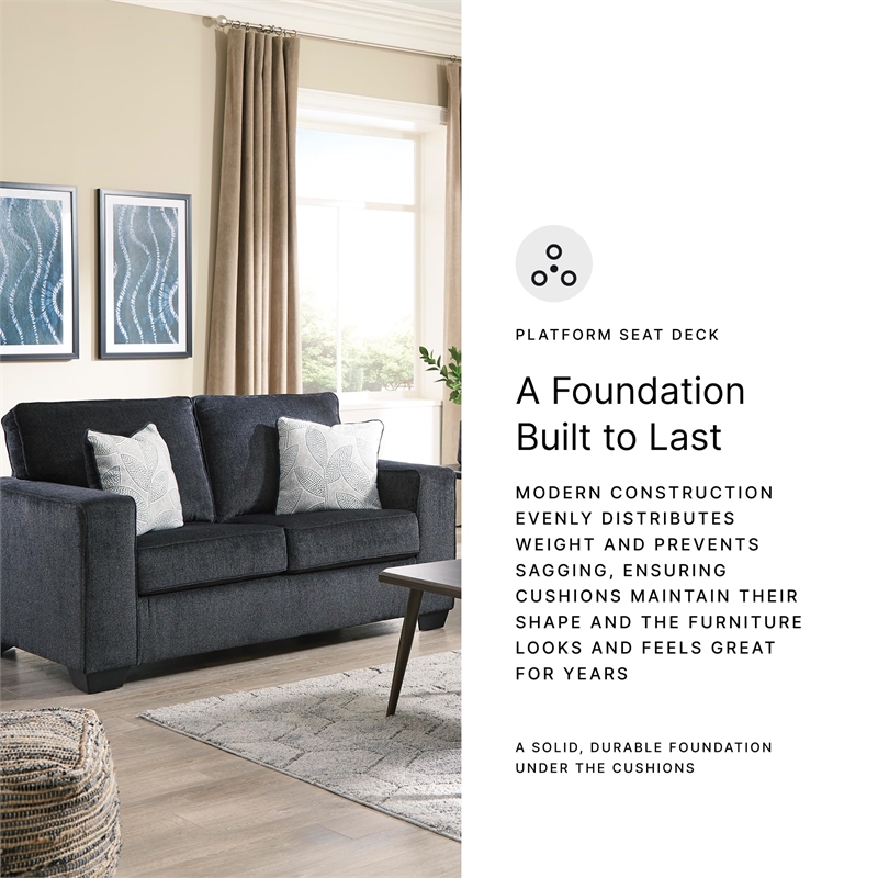 Bowery Hill Contemporary Loveseat with Foam Cushions in Slate Finish