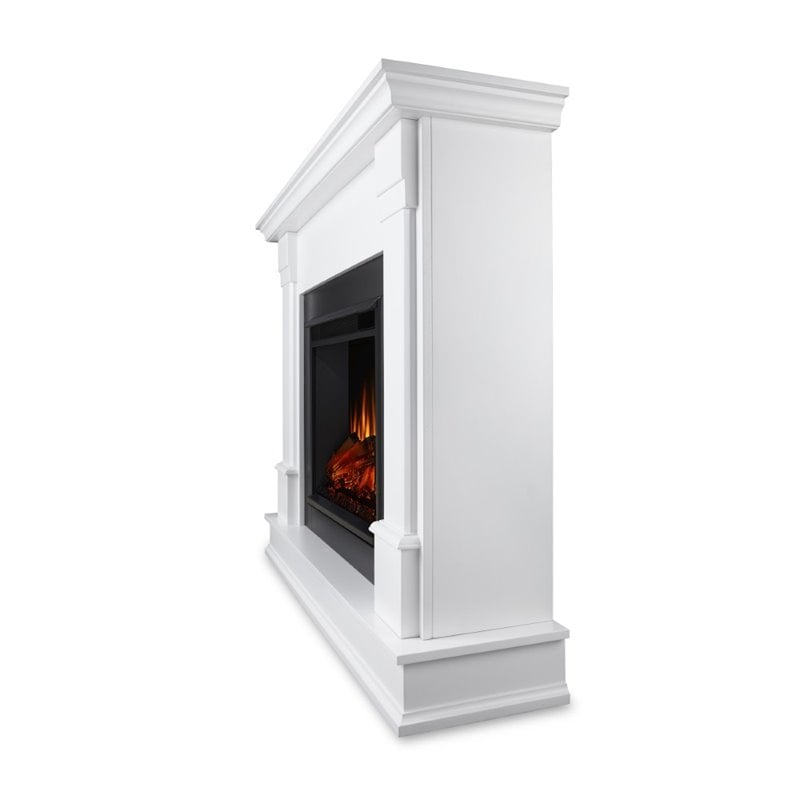 Bowery Hill Contemporary Solid Wood Electric Fireplace in White