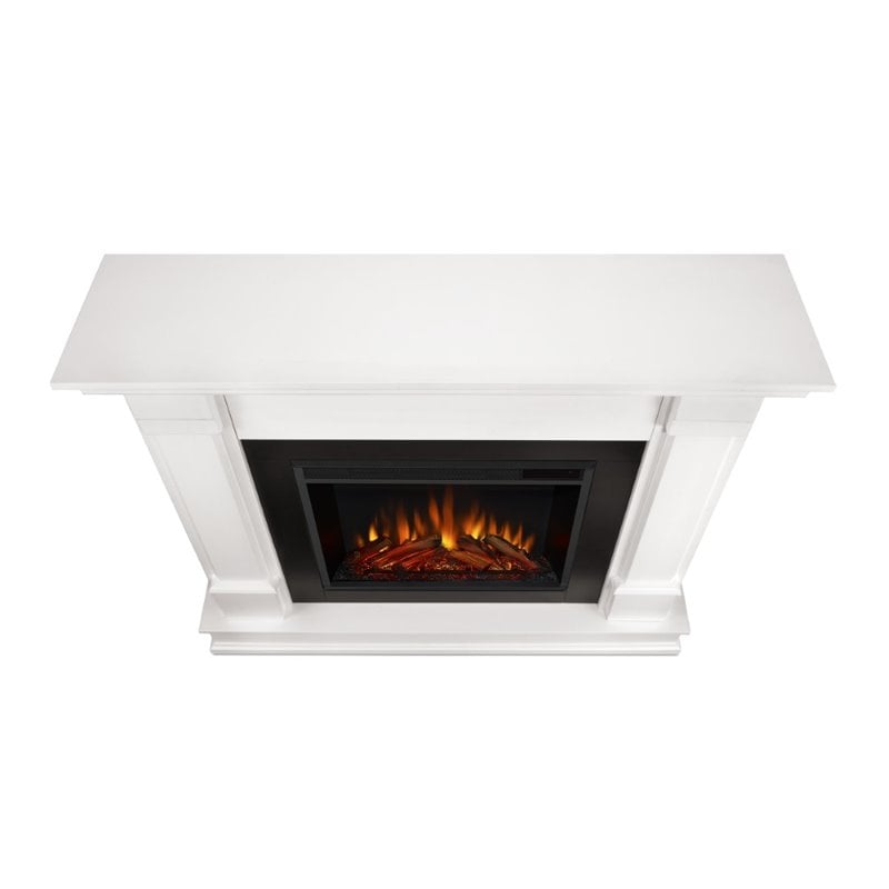 Bowery Hill Contemporary Solid Wood Electric Fireplace in White