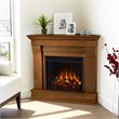 Bowery Hill Traditional Wood Chocolate Electric Corner Fireplace