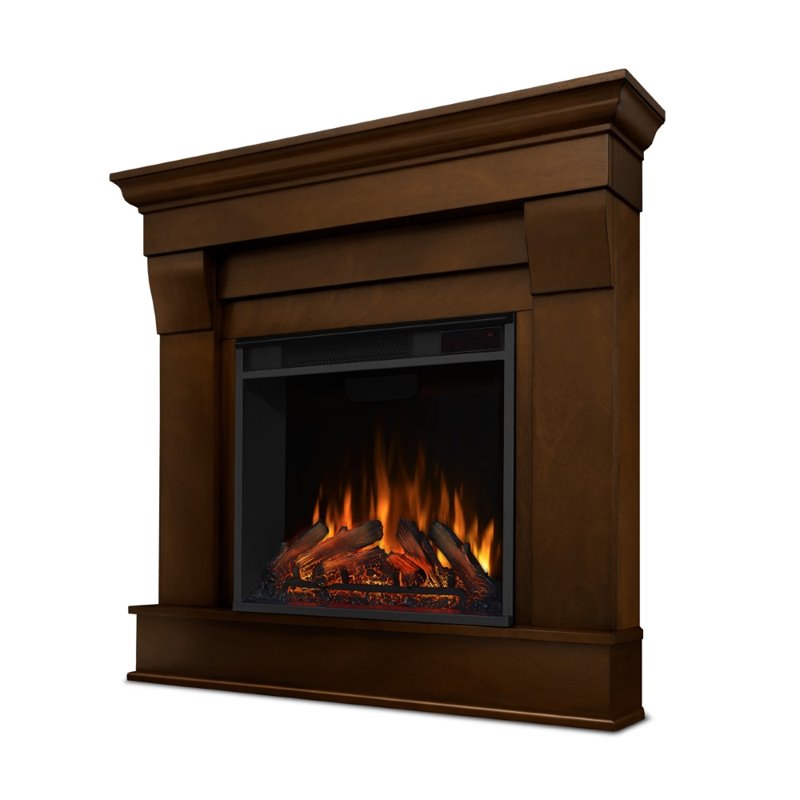 Bowery Hill Traditional Wood Chocolate Electric Corner Fireplace