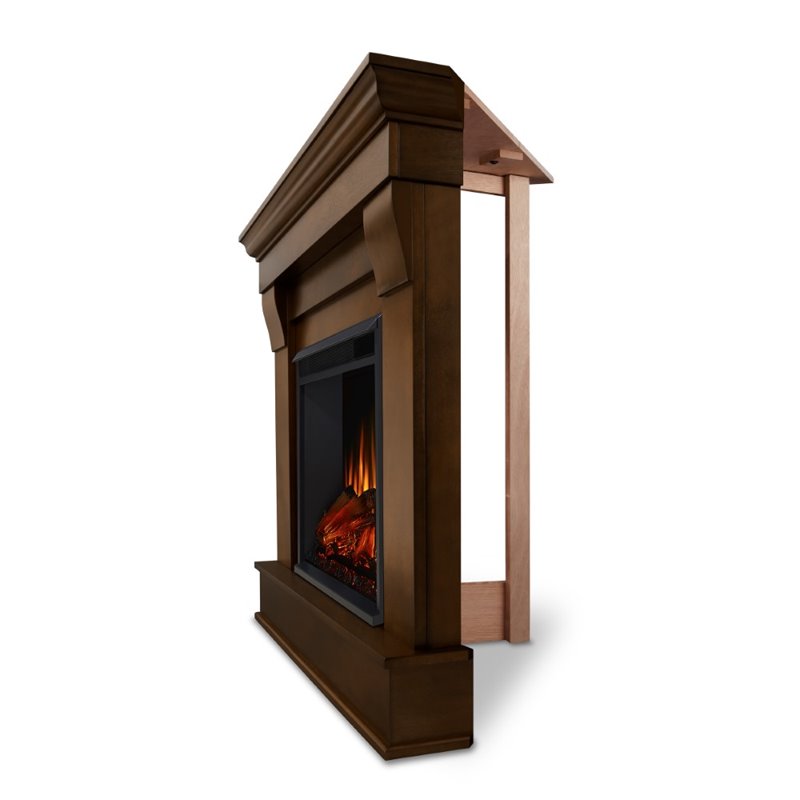 Bowery Hill Traditional Wood Chocolate Electric Corner Fireplace