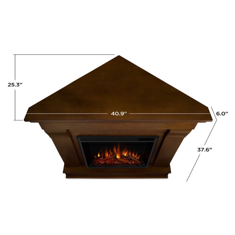 Bowery Hill Traditional Wood Chocolate Electric Corner Fireplace