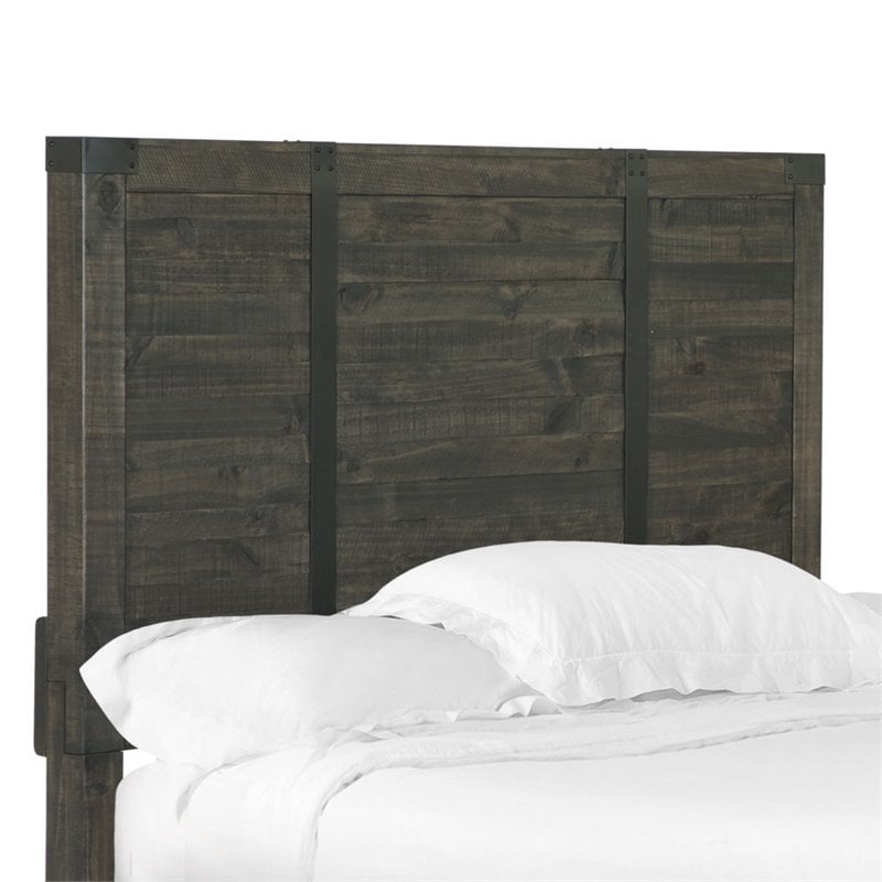Bowery Hill Contemporary King Panel Headboard in Weathered Charcoal