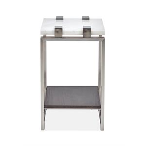 Bowery Hill Contemporary Rectangular Marble Accent Table in White