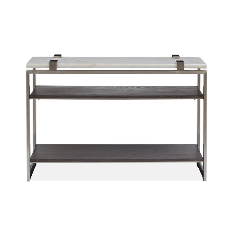 Bowery Hill Contemporary Rectangular Marble Sofa Table in White