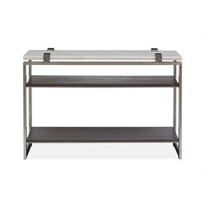 Bowery Hill Contemporary Rectangular Marble Sofa Table in White