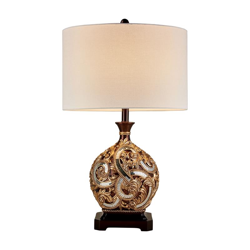 Bowery Hill Traditional Metal Table Lamp in Gold with Black & Brown Base