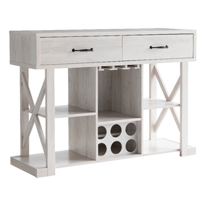 Bowery Hill Modern Farmhouse MDF Wood Wine Bar in White Oak Finish