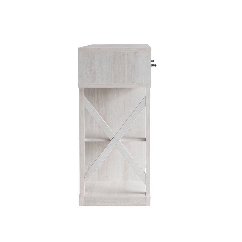 Bowery Hill Modern Farmhouse MDF Wood Wine Bar in White Oak Finish