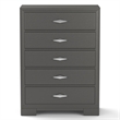 Bowery Hill Wood 5-Drawer Chest with Acrylic Hardware in Gray