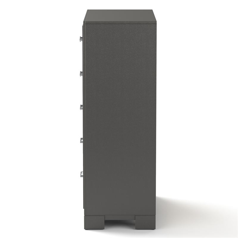 Bowery Hill Wood 5-Drawer Chest with Acrylic Hardware in Gray