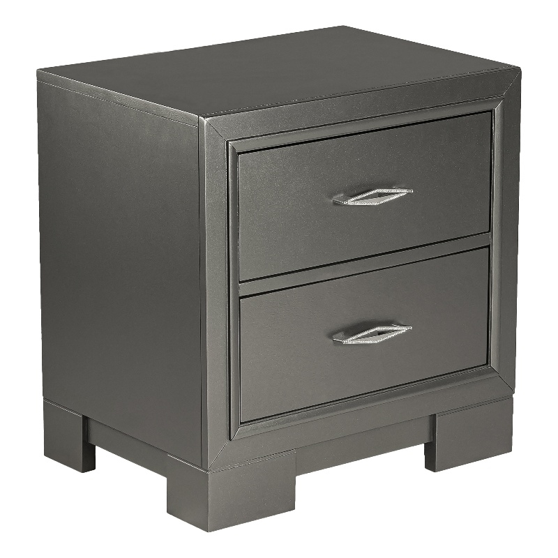 Bowery Hill Wood Acrylic Hardware 2-Drawer Nightstand in Gray