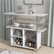 Bowery Hill Faux Marble Wood Multi-Storage Bar Table in White