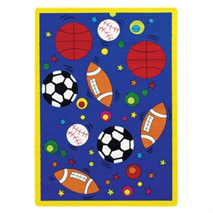 Bowery Hill Modern Fabric Sports Balls Multi-Color 5'x7' Area Rug