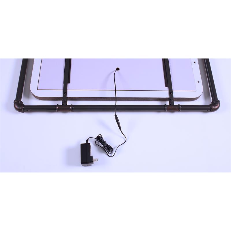 Bowery Hill Modern Metal Wall Mirror with LED Light in Dark Brown
