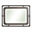 Bowery Hill Modern Metal Wall Mirror with LED Light in Dark Brown