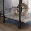 Bowery Hill Modern Wood Natural End Table with Metal Black Wheels