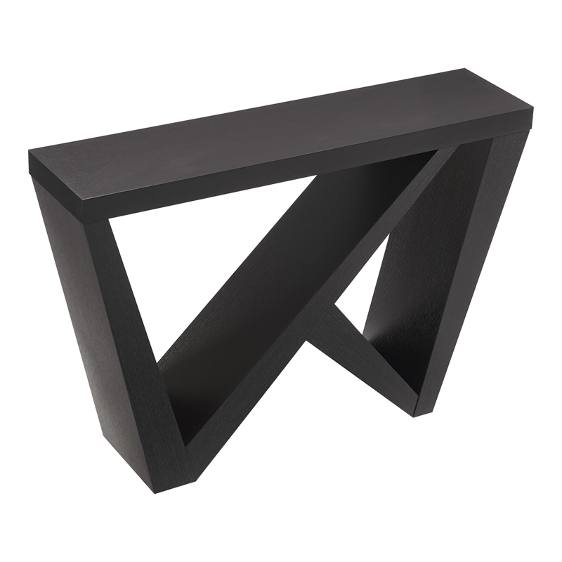 Bowery Hill Wood W-Shaped Legs Console Table in Black Finish