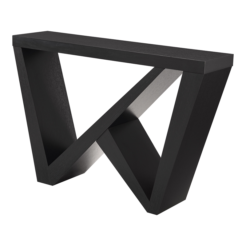Bowery Hill Wood W-Shaped Legs Console Table in Black Finish
