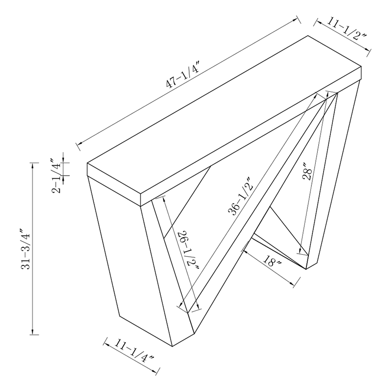 Bowery Hill Wood W-Shaped Legs Console Table in Black Finish