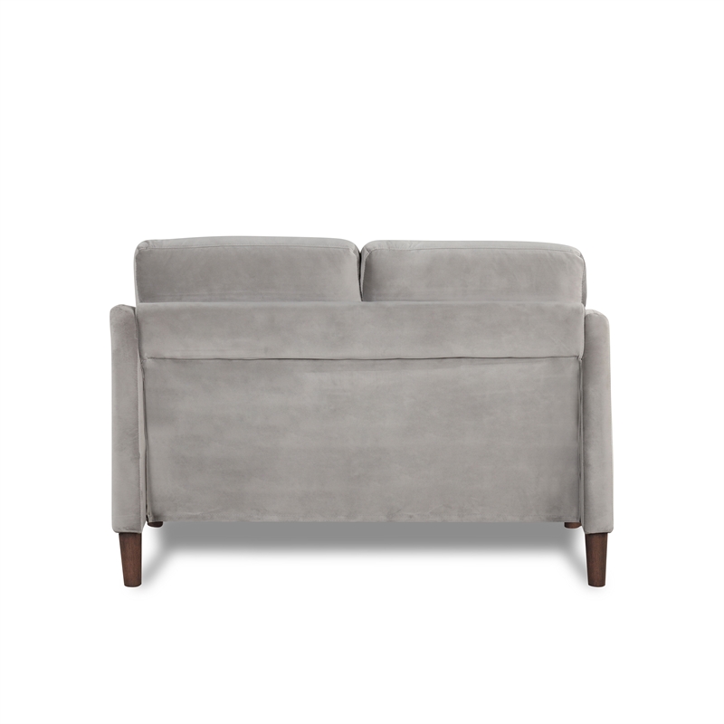 Bowery Hill Contemporary Velvet Fabric Loveseat Sofa in Gray