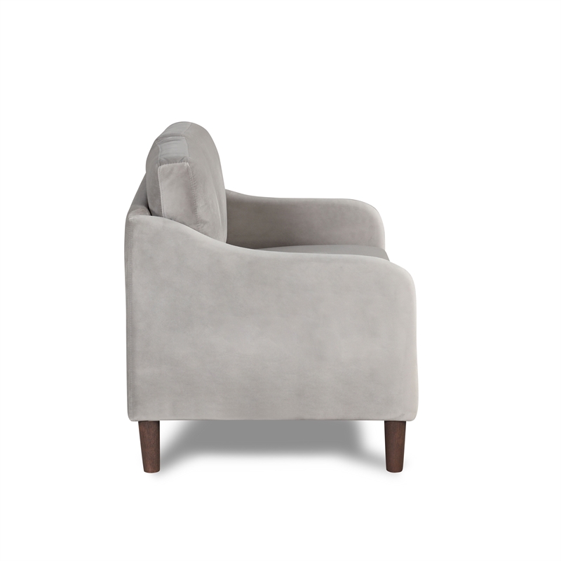 Bowery Hill Contemporary Velvet Fabric Loveseat Sofa in Gray
