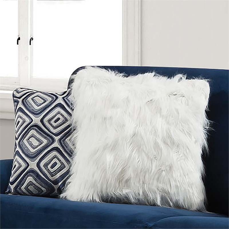 Bowery Hill Contemporary Microfiber Upholstered Sofa in Navy