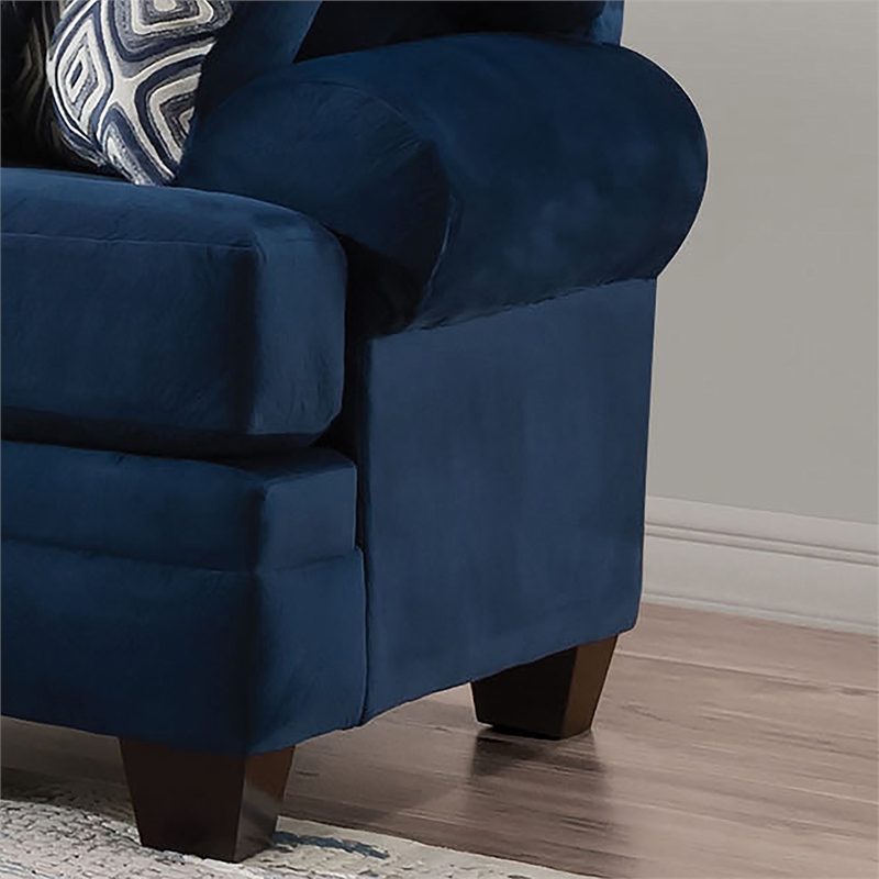 Bowery Hill Contemporary Microfiber Upholstered Sofa in Navy