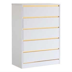 Bowery Hill Contemporary Modern Wood 5-Drawer Chest in White