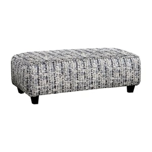 Bowery Hill Modern Fabric Rectangular Ottoman in Bluish Gray