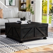 Bowery Hill Modern Wood Hidden Storage Coffee Table in Black