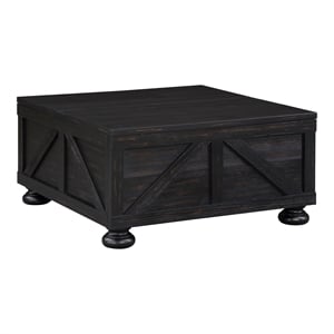 Bowery Hill Modern Wood Hidden Storage Coffee Table in Black
