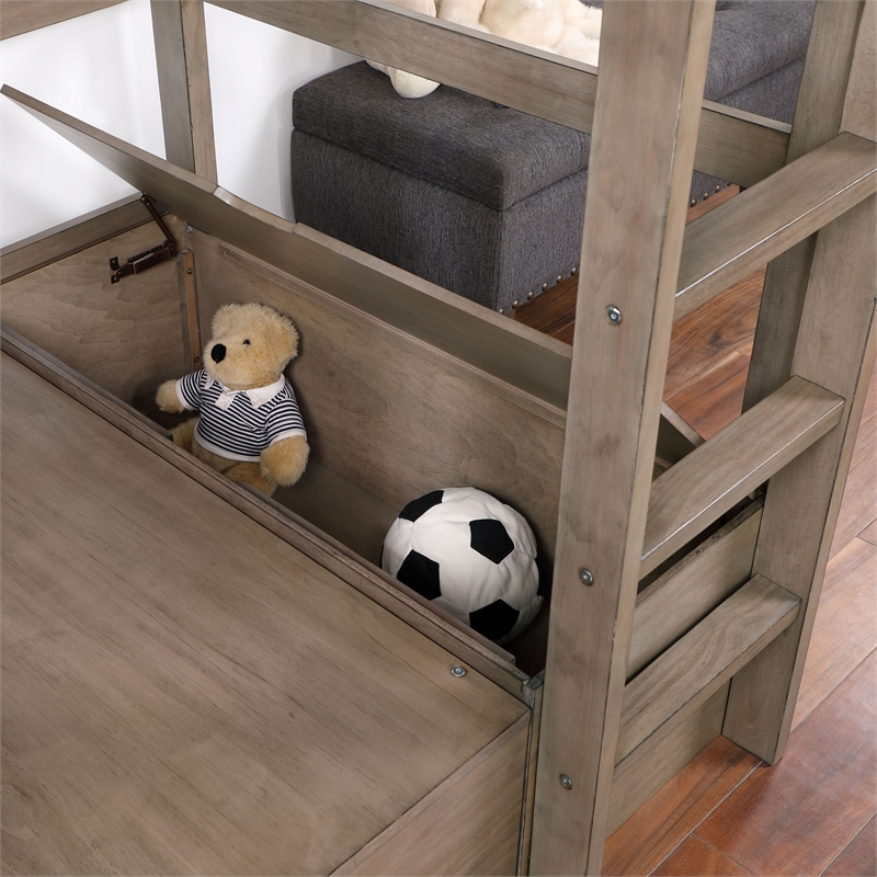 Bowery Hill Modern Wood Twin Over Workstation Loft Bed in Gray