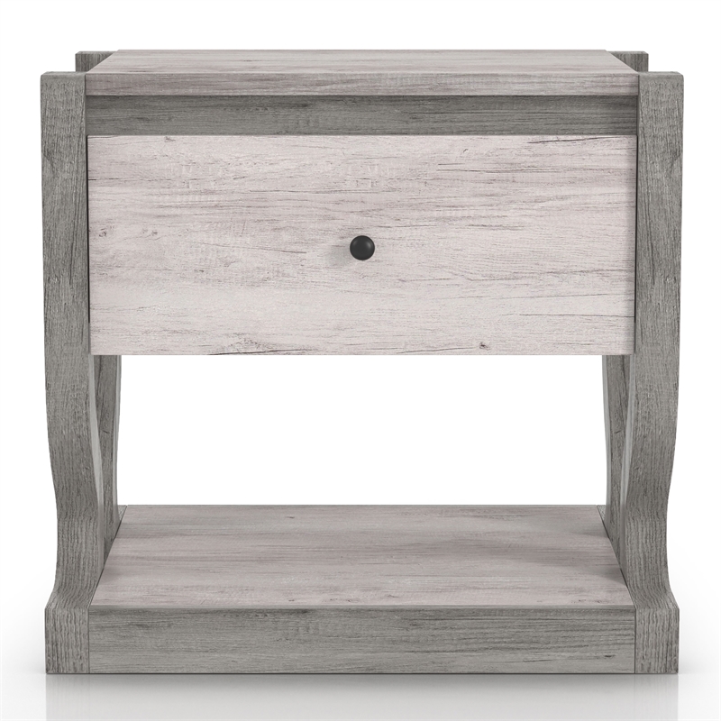 Bowery Hill Modern Wood 1-Drawer End Table with Shelf in White