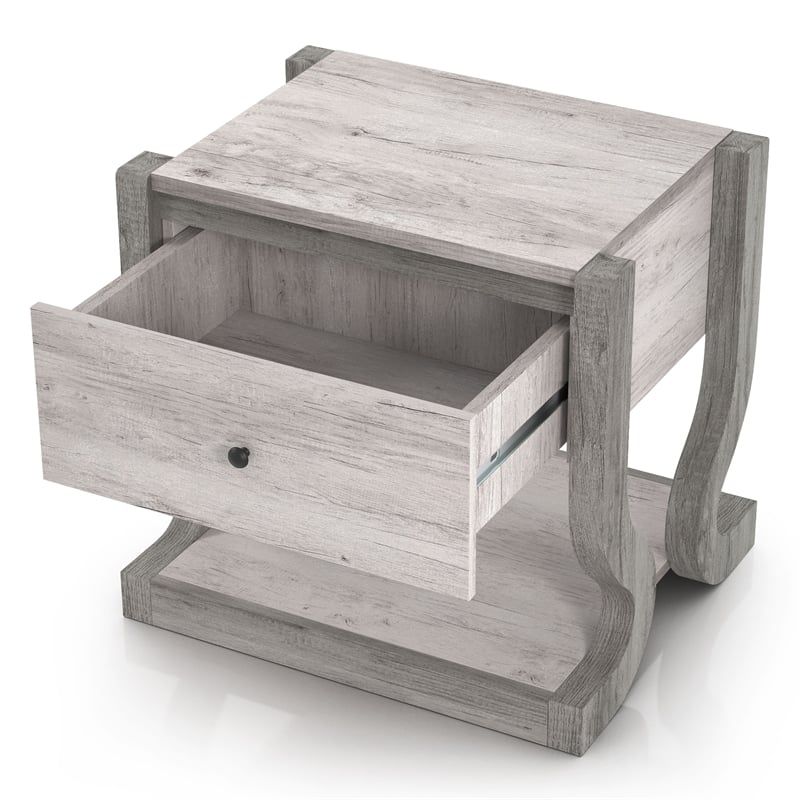 Bowery Hill Modern Wood 1-Drawer End Table with Shelf in White