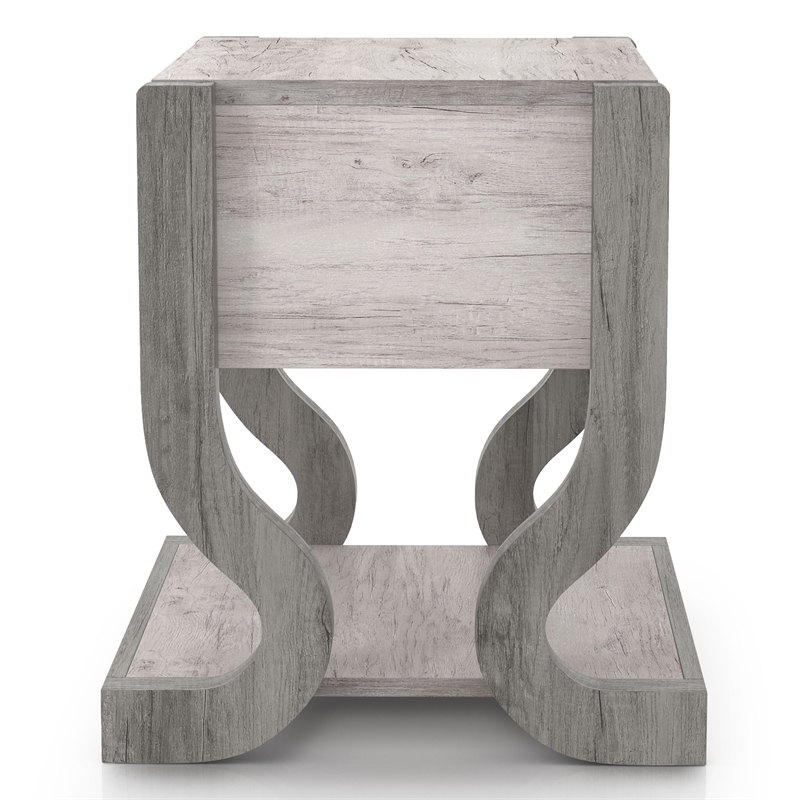 Bowery Hill Modern Wood 1-Drawer End Table with Shelf in White