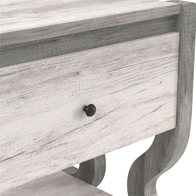 Bowery Hill Modern Wood 1-Drawer End Table with Shelf in White