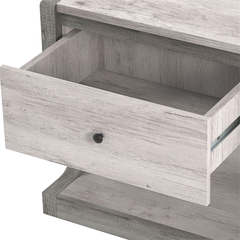 Bowery Hill Modern Wood 1-Drawer End Table with Shelf in White