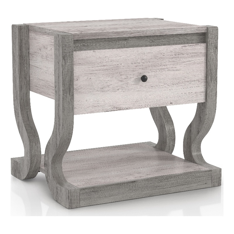 Bowery Hill Modern Wood 1-Drawer End Table with Shelf in White