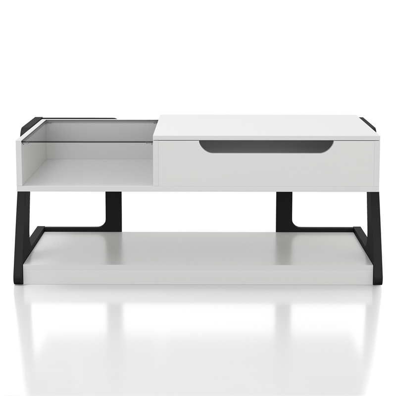 Bowery Hill Modern Wood Lift-Top Storage Coffee Table in White